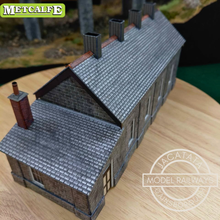 Load image into Gallery viewer, Metcalfe - Constructed - Single Track Engine Shed - Lighting and Weathering - Stone and Brick Effect - Card Construction Kit Built - OO/HO Gauge