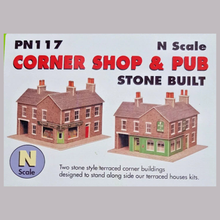 Load image into Gallery viewer, Metcalfe PN117 - Corner Shop & Pub - Stone Effect - Card Construction Kit - N Scale