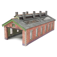Load image into Gallery viewer, Metcalfe PN913 - Double Track Engine Shed - Red Brick Style - Card Construction Kit - N Scale