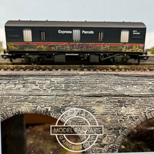 Load image into Gallery viewer, Hornby - R6919 - BR MK1 - 4 Wheel CCT Covered Carriage Truck - With Graffiti - BR Express Parcels Blue Livery - M94220 - OO Gauge