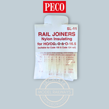 Load image into Gallery viewer, PECO - SL-11 - Rail Joiners (12) - Nylon Insulating - (Code 100 & Code 124 Rail) - 00/H0 Gauge 0 & 0-16.5 Gauge - Scale 1:76