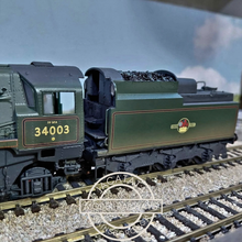 Load image into Gallery viewer, Hornby - R2584 - Rebuilt West Country Class - 4-6-2 - Steam Locomotive - Plymouth - British Rail Livery - No. 34003 - Weathered Edition - OO Gauge - DCC Ready
