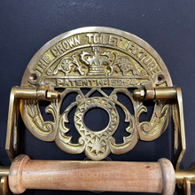 Load image into Gallery viewer, Cast Antique Solid Brass and Wood Toilet Roll Holder - ADF1006
