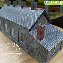 Load image into Gallery viewer, Metcalfe - Constructed - Single Track Engine Shed - Lighting and Weathering - Stone and Brick Effect - Card Construction Kit Built - OO/HO Gauge
