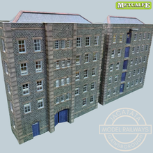 Load image into Gallery viewer, Metcalfe - Constructed - A Pair of Low Relief Grimy Old Mills - Ornate Stone Effect - Card Construction Kit Built - OO/HO Gauge
