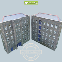 Load image into Gallery viewer, Metcalfe - Constructed - A Pair of Low Relief Grimy Old Mills - Ornate Stone Effect - Card Construction Kit Built - OO/HO Gauge
