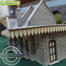 Load image into Gallery viewer, Metcalfe - Constructed - Station with Canopies - Ornate Stone Effect - Card Construction Kit Built - OO/HO Gauge
