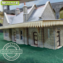 Load image into Gallery viewer, Metcalfe - Constructed - Station with Canopies - Ornate Stone Effect - Card Construction Kit Built - OO/HO Gauge
