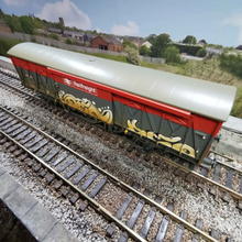 Load image into Gallery viewer, Hornby - BR Railfreight Ferry Van - Graffiti - Weathered - OO Gauge
