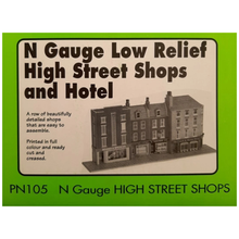 Load image into Gallery viewer, Metcalfe PN105 - High Street Shops and Hotel - Low Relief - Card Construction Kit - N Scale
