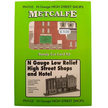 Load image into Gallery viewer, Metcalfe PN105 - High Street Shops and Hotel - Low Relief - Card Construction Kit - N Scale
