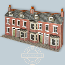 Load image into Gallery viewer, Metcalfe P0302 - Low Relief Terraced House Fronts - Red Brick - Card Construction Kit - OO/HO Gauge
