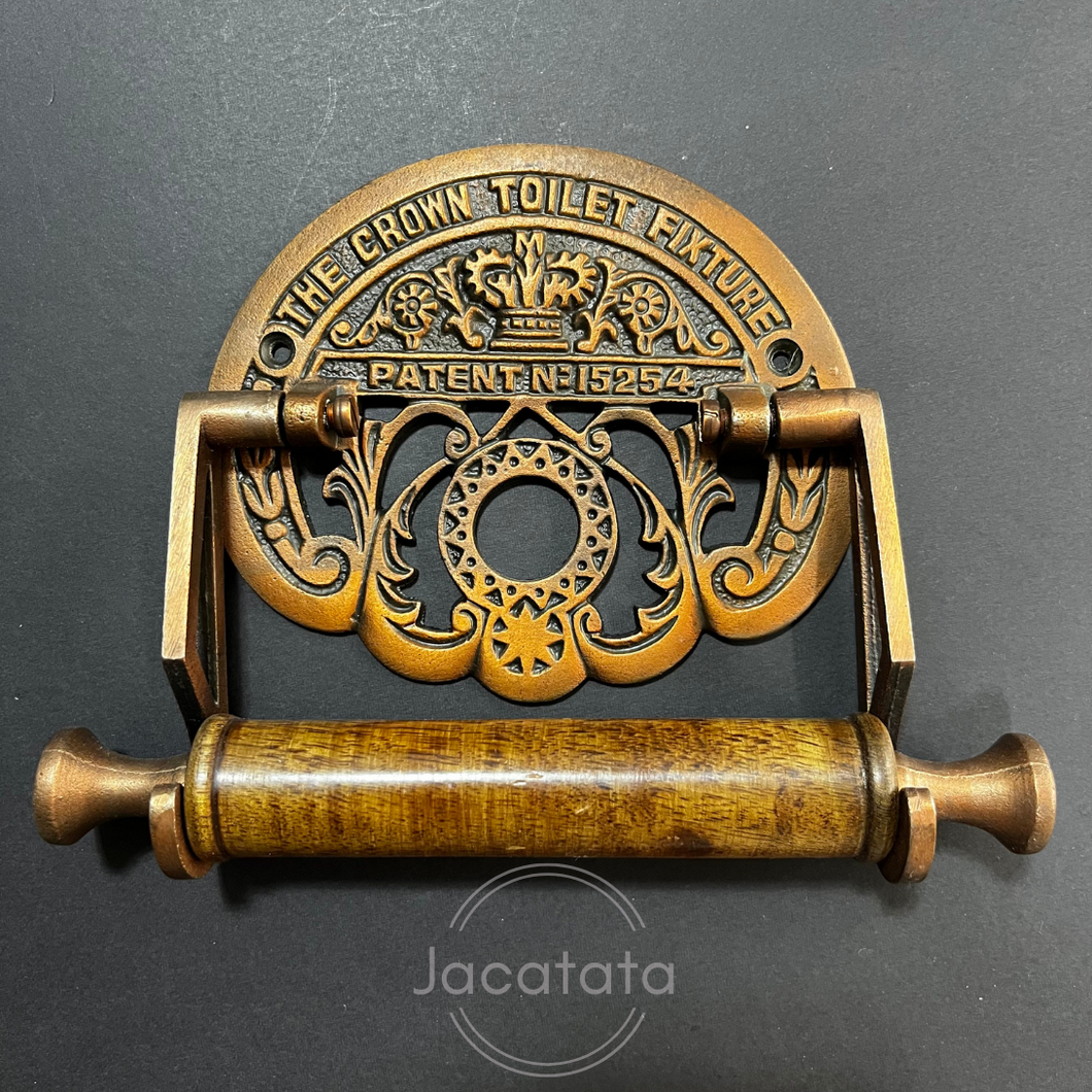Cast Antique Copper and Wood Toilet Roll Holder - ADF1019
